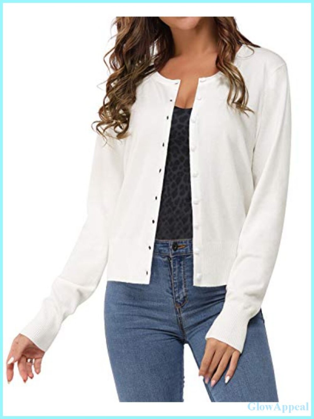 Women's Lightweight Button Down Cardigan Sweater Long Sleeve Crew Neck Soft